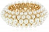 Anne Klein Elysium Gold-Tone Drama Cream Pearl 3 Row Stretch Bracelet, 7