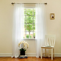 Beautiful Sheer Voile White 1 Pair L - SL, (58 W X 95 Each Panel, 116 W X 95 Total Length)