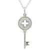 Sterling Silver Diamond-Accent Cut-Out Clover Key Pendant Necklace , 18