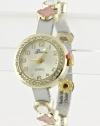 Trendy Fashion Jewelry - Charm Leather Bracelet Watch - By Fashion Destination (White/Pink) | Free Shipping