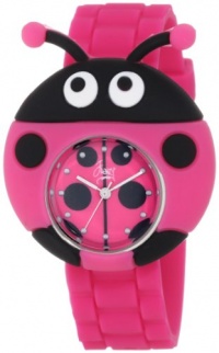 Frenzy Kids' FR2003 Ladybug Critter Face With Magenta Rubber Band Watch