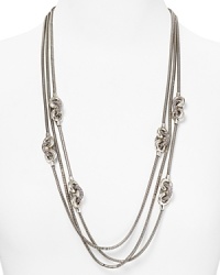 Look to the seas for style inspiration with this silver oxide necklace from Giles & Brother. It's sinuous links are perfectly on trend, while delicate knot detailing adds as nautical edge.