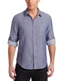 Perry Ellis Men's Long Sleeve Oxford Woven Shirt, Blueprint, X-Large