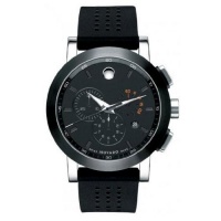 Movado Men's 0606545 Museum Perforated Black Rubber Strap Sport Watch