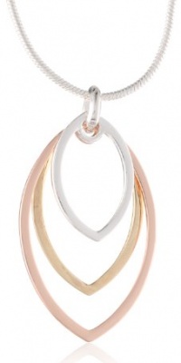 Nine West Mix It Up Tri-Tone Layered Open Link Pendant Necklace, 18