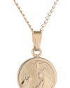 Children's 14k Gold Filled Round Guardian Angel Pendant Necklace, 13