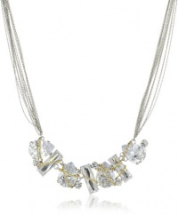 ABS By Allen Schwartz High Drama Silver and Gold-Tone Frontal Cluster Necklace