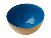 Momo Panache's Condi Pair Of Condi Bowls, Pair Of Gold With Aqua Inner, 2-Inch x 3.5-Inch, Gift Boxed