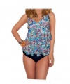 Fit 4 U Tummy Thinner Happy Day Ruffled Tier Tankini Swimsuit