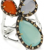 Elizabeth and James Thorns Sterling Silver and Tri-Color Stones Large Ring