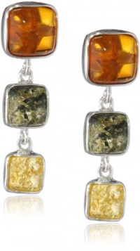 Sterling Silver Multi-Color Amber Drop Earrings