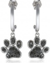 Sterling Silver Black Diamond Dog Paw Earrings (3/8 cttw)