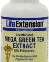 Life Extension Decaffeinated Mega Green Tea Extract 98% Polyphenolds, Vegetarian Capsules, 100-Count