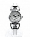 Charter Club Watch, Women's White Enamel and Silver-Tone Bangle Bracelet