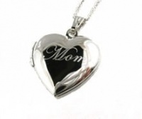 Mom I Love You Heart Locket Pendant Necklace, 18