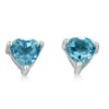 2ct Heart Shape Swiss BlueTopaz Stud Earrings in Sterling Silver 6mm