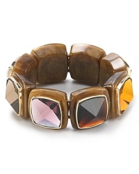 Indulge in mod style with this beautiful statement bracelet from MARC BY MARC JACOBS. It features bold multi colored glass stones combined with resin beads for '60's chic with an updated edge.