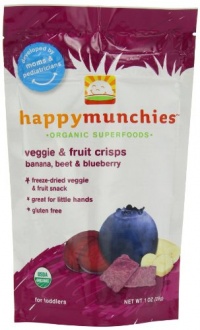 Happy Munchies Veggie and Fruit Crisps, Banana Beet and Blueberry, 1 Ounce