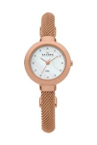 Skagen Women's 107SRCR Roser Gold Mesh Bangle With Swarovski Elements Watch