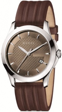 Gucci Men's YA126403 G-Timeless Medium Brown Dial Brown Leather Watch