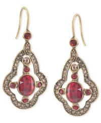 Resplendent in red. This pair of teardrop earrings from Carolee is crafted from gold-tone mixed metal with red faceted beads providing a colorful pop. Approximate drop: 1-1/2 inches.