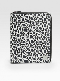 A bold printed leather design that zips around your iPad® for a stylish cover.Printed leatherZip-around closureTwo inside open pockets8½W X 10H X 1DImportedPlease note: iPhone® not included.