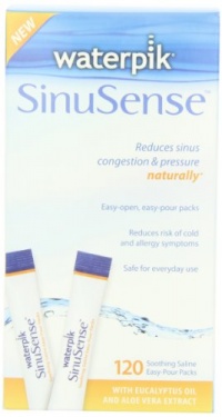 Waterpik SWP 120 Sinusense 120 Count Soothing Saline Packs With Aloe Vera and Eucalyptus, Blue/white