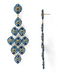 Miguel Ases Blue Gold Crystal Chandelier Earrings