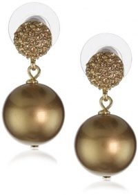 Carolee Gold Pearl Basics Simulated Pearl and Pave Drop Earrings