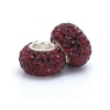 Set of 2 - Bella Fascini Garnet Red Pave Bling Beads - Made with Authentic Swarovski Crystal Elements - Solid Sterling Silver Core Fits Perfectly on Chamilia Moress Pandora and Compatible Brands