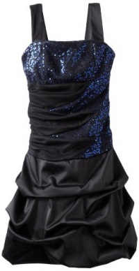 Ruby Rox Kids Girls 7-16 Sequin Pick-Up Dress, Black/Royal, 12