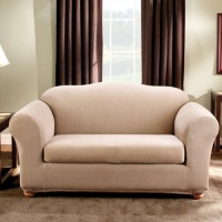 Sure Fit Stretch Stripe 2-Piece Sofa Slipcover, Sand