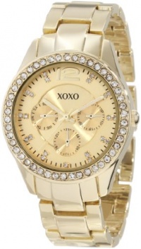 XOXO Women's XO5475 Gold-Tone Bracelet With Rhinestones Accent Bezel Watch