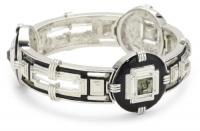 T Tahari Jet and Crystal Stretch Bangle Bracelet