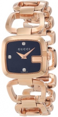 Gucci Women's YA125512 G-Gucci Black Sun Brushed Dial with Diamonds Watch