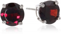 Sterling Silver 8mm Round Garnet Earrings