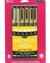 Sakura 30062 6-Piece Pigma Micron Clam Ink Pen Set, Black