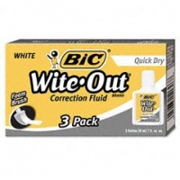 BIC Wite-Out Quick Dry Correction Fluid - 3 Pack (BICWOFQD324)