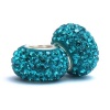 Set of 2 - Bella Fascini Tropical Teal Blue Pave Sparkle Bling - Solid .925 Sterling Silver Core European Charm Bead Made with Authentic Swarovski Crystals - Compatible Brand Bracelets : Authentic Pandora, Chamilia, Moress, Troll, Ohm, Zable, Biagi, Kay's