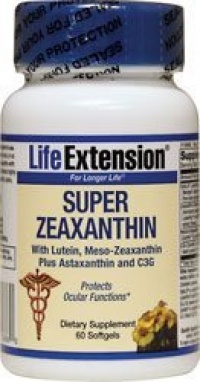 Life Extension Super Zeaxanthin with Lutein and Meso Zeaxanthin Plus Astaxanthin and C3g, 60 Softgel,