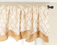 Stylemaster Bleecker 54 by 17-Inch Lined Embroidered Layered Valance, Truffle