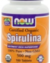 NOW Foods Organic Spirulina 500mg  Tablets, 180 Tablets