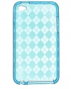 Premium TPU Flexi Soft Gel Skin compatible with iPod Touch 4th Generation, 4th Gen - Blue Checkers Argyle Print