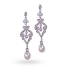 Bling Jewelry Silver CZ Pave Freshwater Pearl Bridal Chandelier Earrings