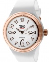 TKO ORLOGI Women's TK530-WR Black and White Collection All Rubber White Glossy Watch