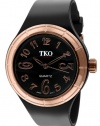 TKO ORLOGI Women's TK530-BRG Black and White Collection All Rubber Black Glossy Watch