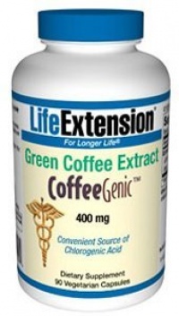 Life Extension CoffeeGenic Green Coffee Extract, 400mg per Capsule, 90 Vegetarian Capsules (Contains 50% Chlorogenic Acids)