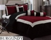 8 Pc Modern Hampton Comforter Set Black / Burgundy Red BED in a BAG - King Size Bedding