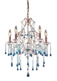 Elk 4012/5AQ 5-Light Chandelier In Rust and Aqua Crystal