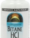 Source Naturals Betaine HCl, 650mg, 180 Tablets (Pack of 2)